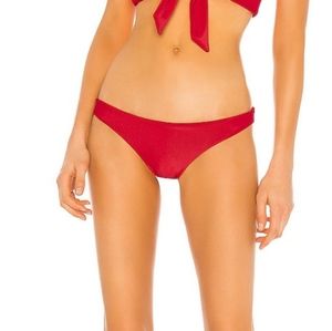 Skin By Same Ribbed Red Brief Bikini Bottom, L